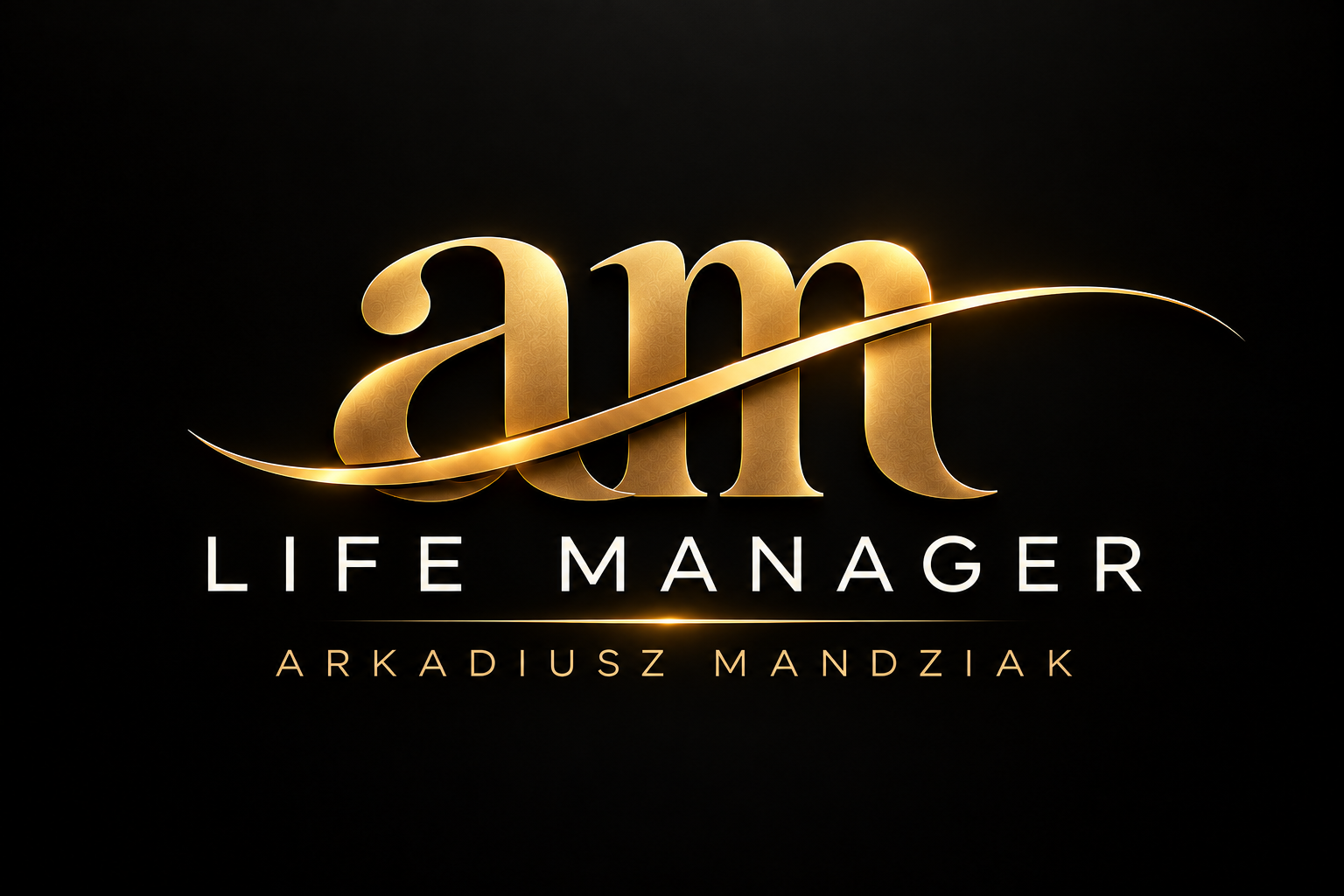 Złoty monogram am — Life Manager Arkadiusz Mandziak